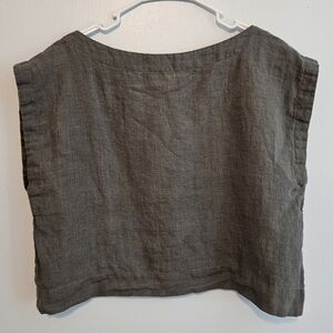 Chic Charcoal Women's Linen Crop Top